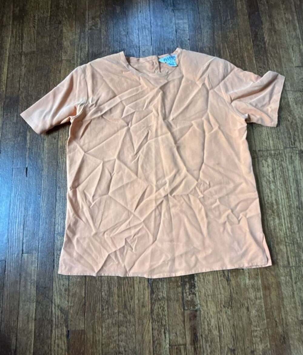 Allison Taylor Silk Blouse Size S Orange Short Sleeve